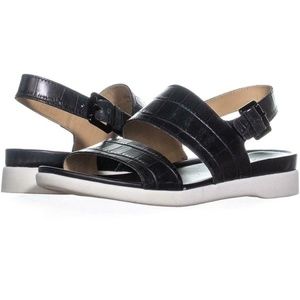 Naturalizer Emory Buckle Flat Black Leather Sandal